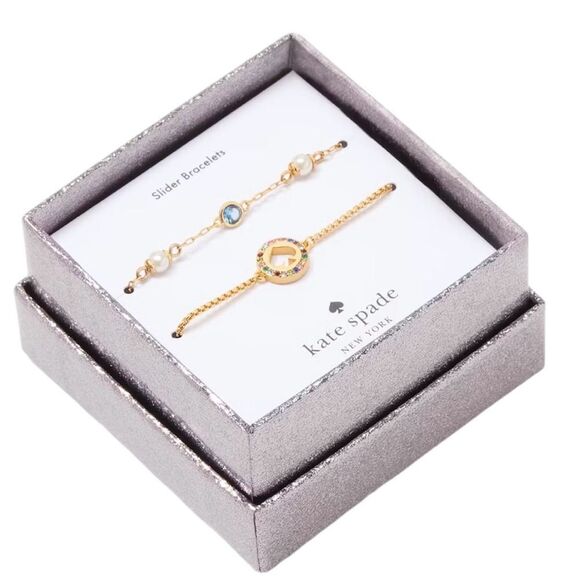 NWT Kate Spade Spot The Spade Slider Bracelet Boxed Set - Picture 1 of 7